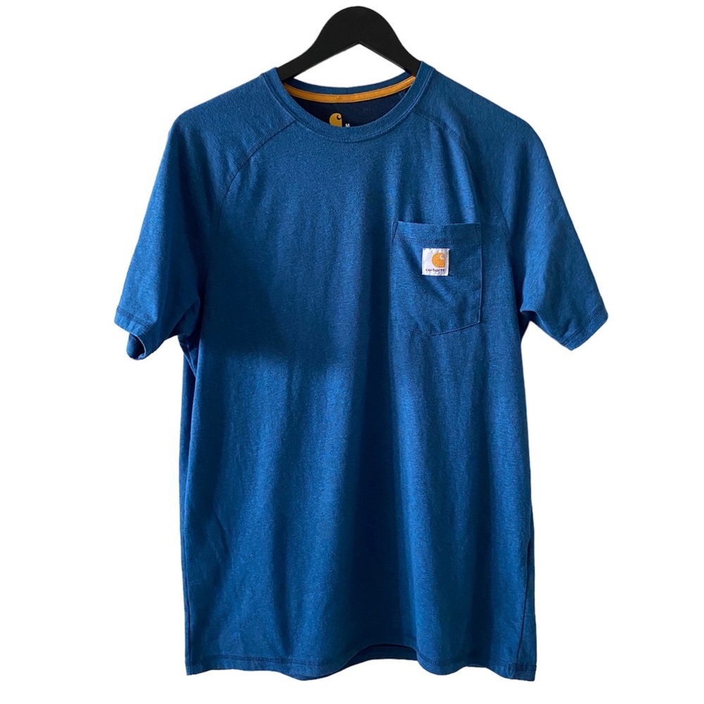 Mens Carhartt Force Relaxed Fit Size Medium Pocket T Shirt Blue Short Sleeve